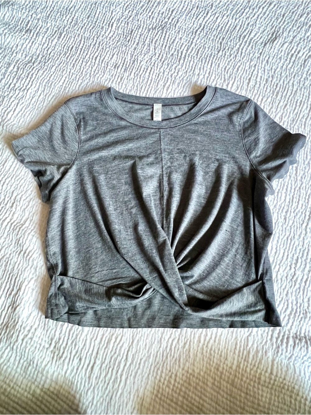 lululemon athletica Heather Gray Twist-Front Short Sleeve Tee
